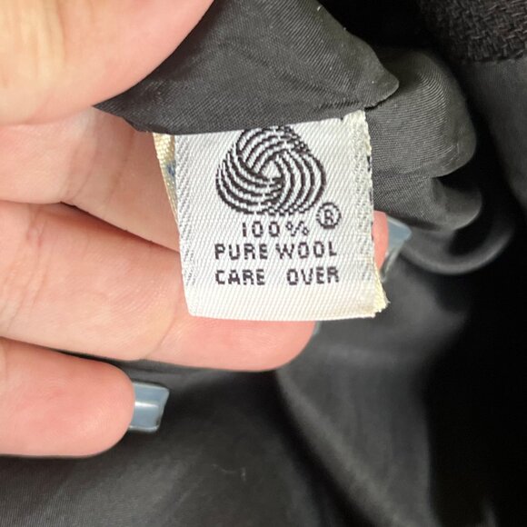 Vintage 90s Anne Klein 100% Wool Black Midi Dress Size 2 Petite - Picture 6 of 10